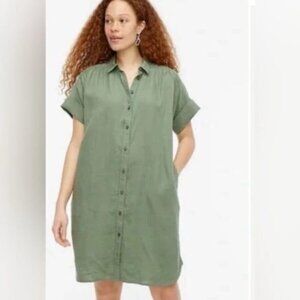 J. Crew Baird McNutt Irish Linen Dress, Olive Green, Size Small
